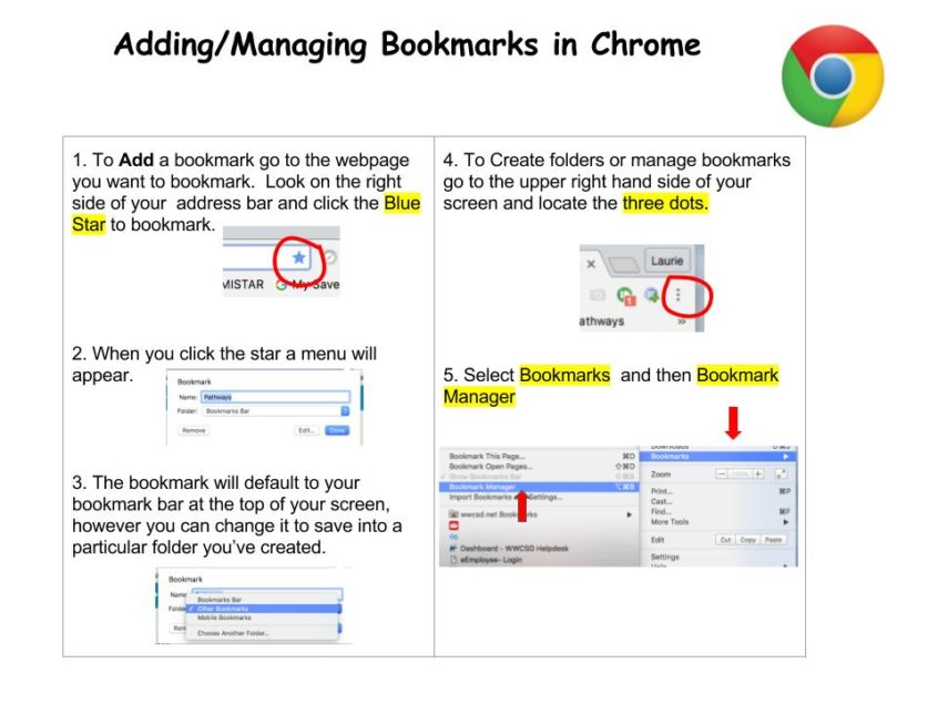 Adding and Managing Bookmarks in Chrome WWCSD Educational Technology