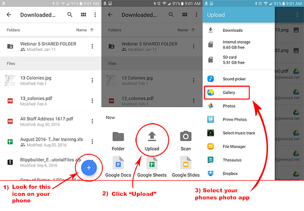 how to upload photos from phone to google drive