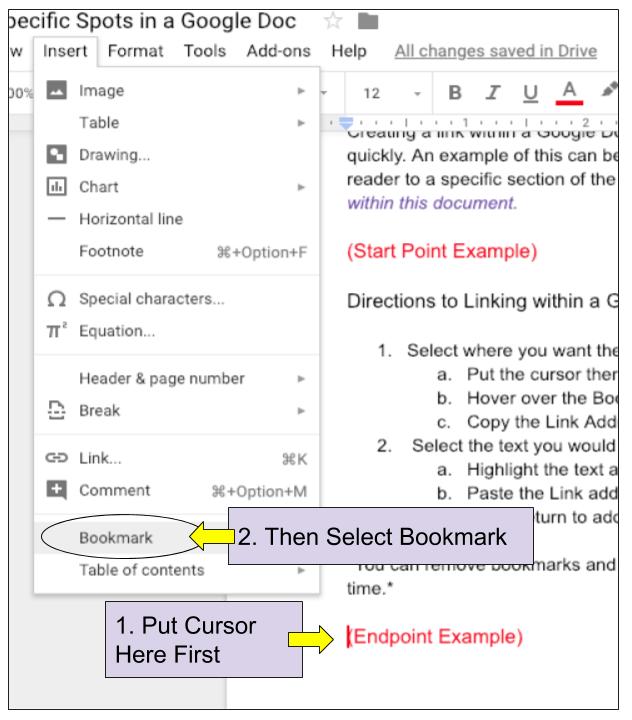 Bookmark Linking Google Docs