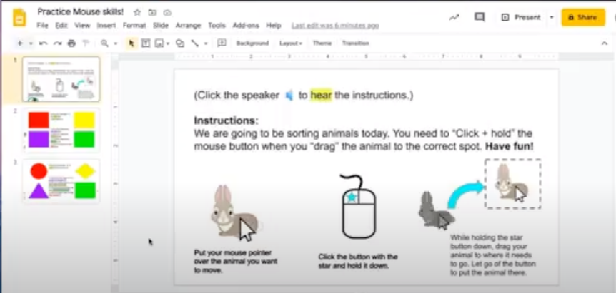 Google Slides - adding audio files with Vocaroo video link