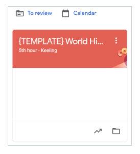 Template Class tile example - Google Classroom