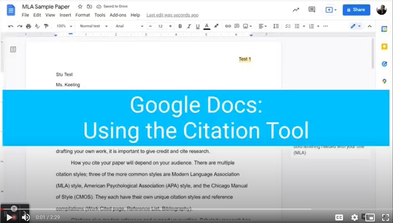 Google Docs - Using the citation tool (cover image)