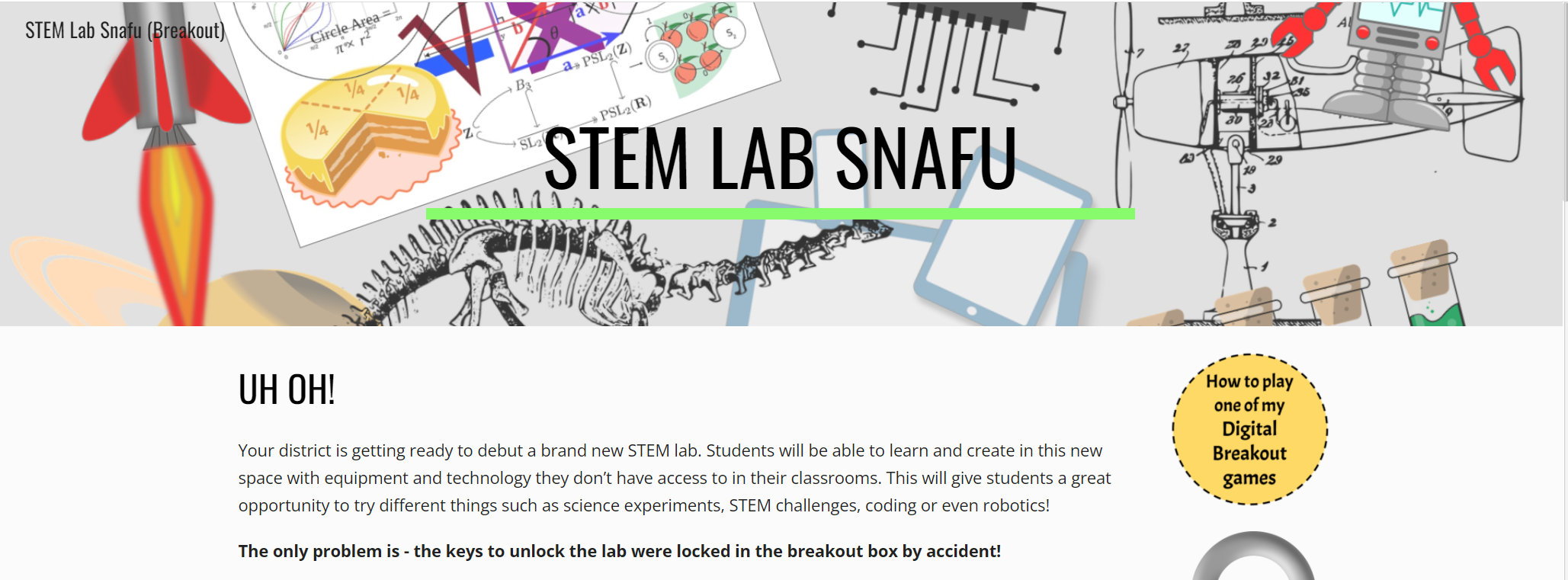 STEM Lab Snafu game snapshot